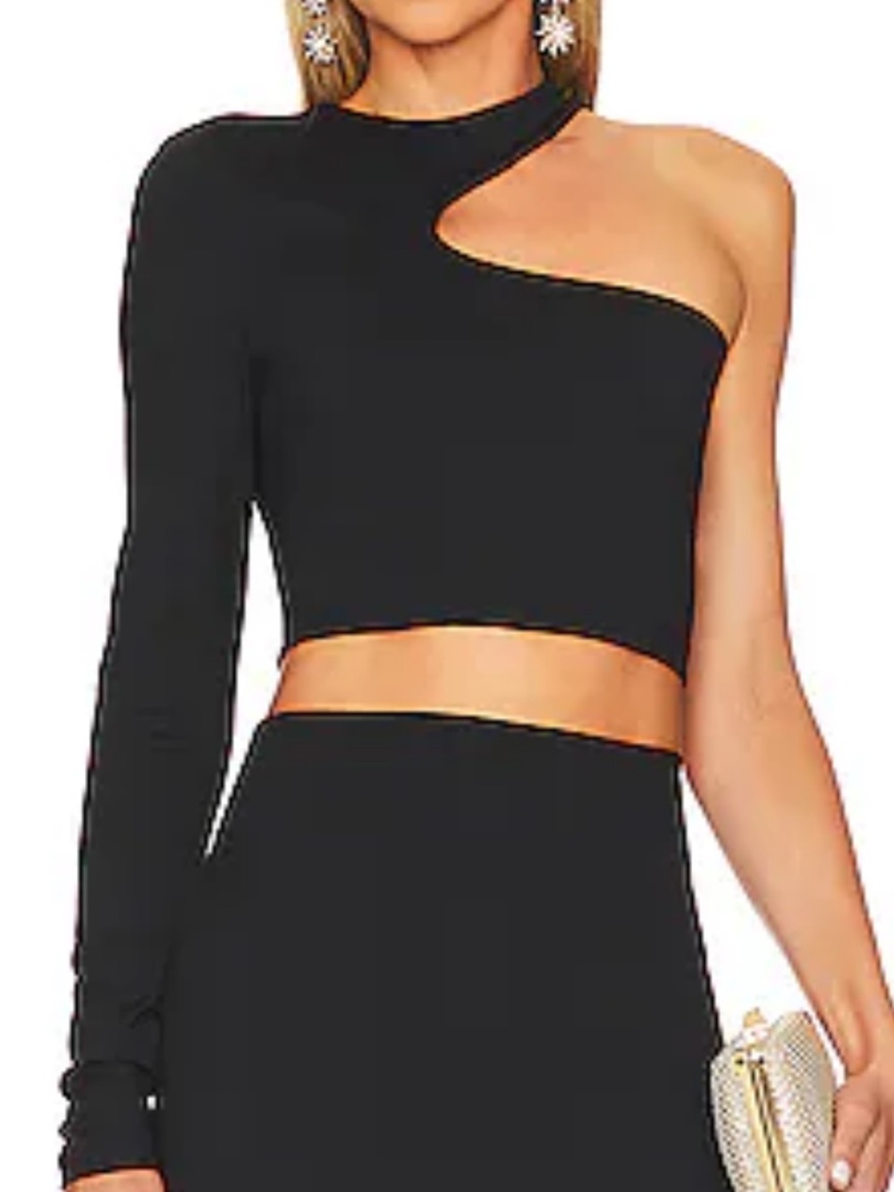 Susana Monaco Asymmetrical Crop Top in Black. Women’s Medium